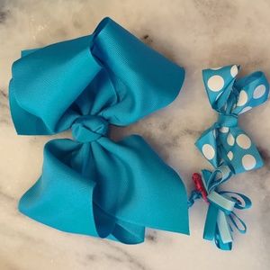 Turquoise blue bow bundle (3)